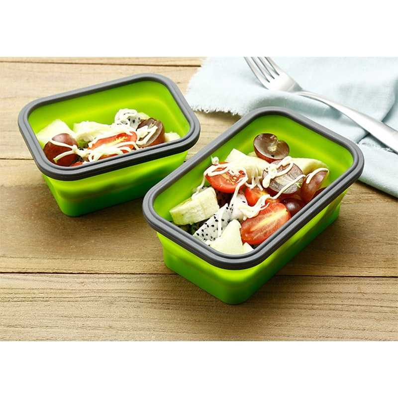 Kotak Makan Tempat Makanan Foldable Healthy Bento Folding Lunch Box 800ml Lipat Silicone