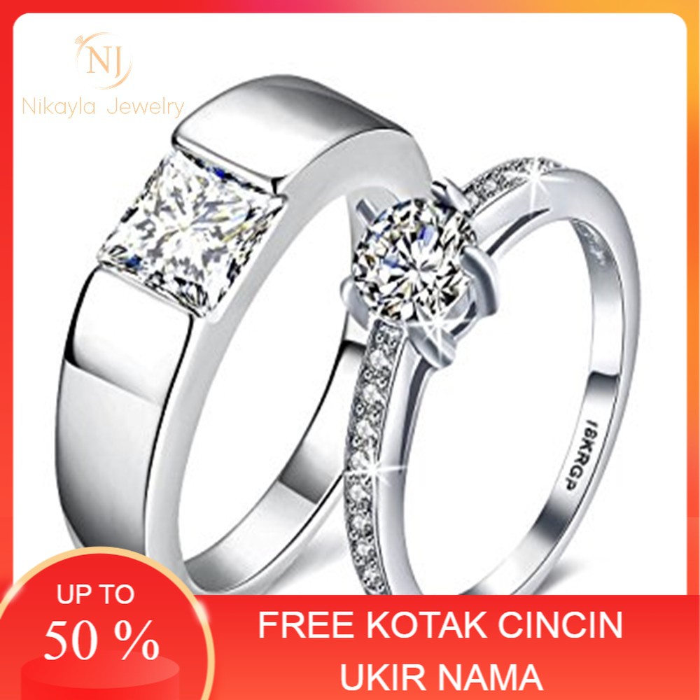 Perak Jewlry - Cincin Tunangan Perak Couple Murni