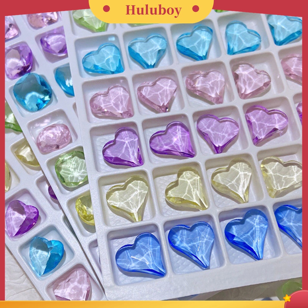 Huluboy Huluboy♡ 10pcs Charms Berlian Imitasi Bentuk Hati 3D Warna Campur Untuk Dekorasi Nail Art