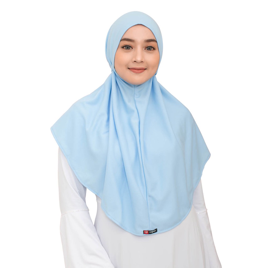 Jilbab Tali AT HOME JUMBO | Hijab Instan Kaos Non PAD Kerudung Instan Tali Tanpa Bergo-Baby Blue