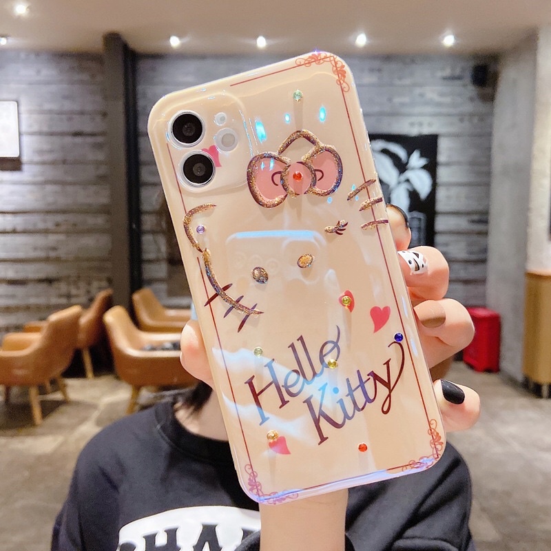 Cute Black Beige Gold Color Hello Kitty Softcase iphone 7/8+ XS XS Max XR 11 Pro Max 12 Pro Max