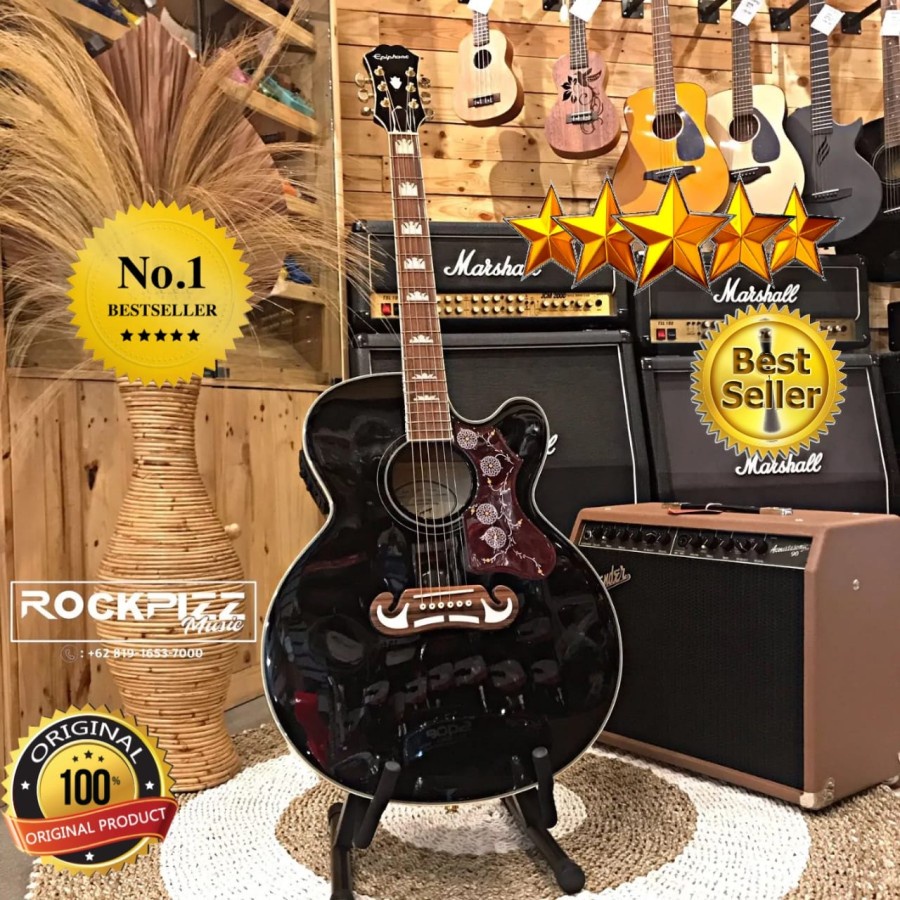 EPIPHONE J-200 EC STUDIO ACOUSTIC ELECTRIC GUITAR , BLACK