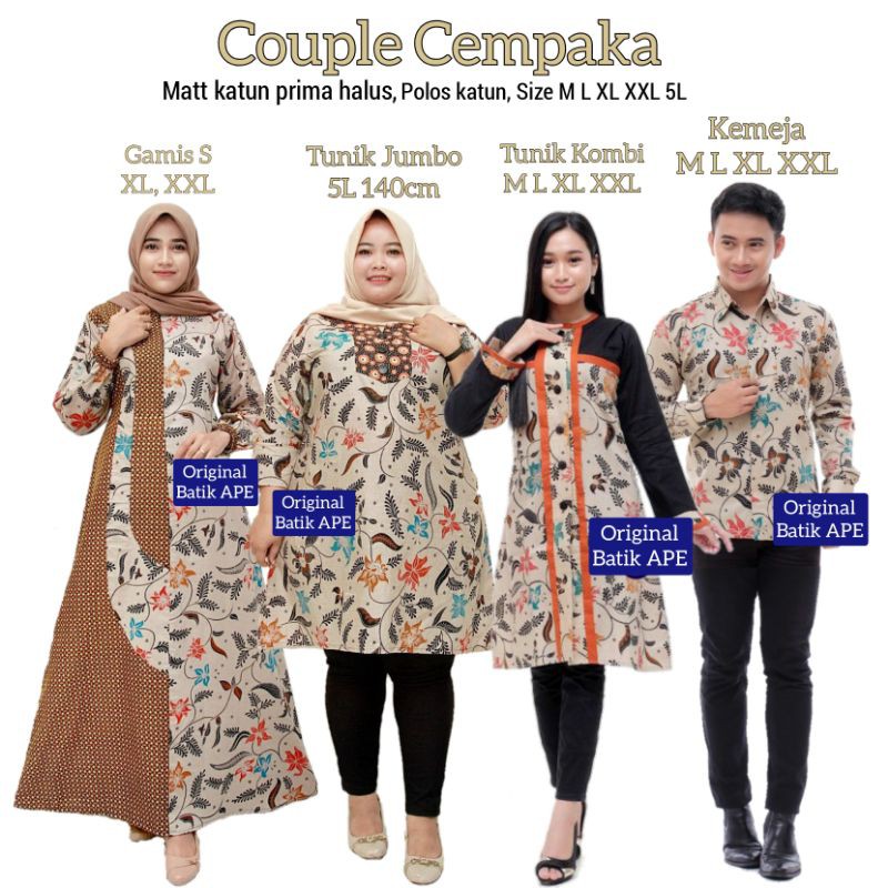 MAURA COUPLE SANIA RUFFLE SARIMBIT BATIK KOMBINASI CEMPAKA READY BUSUI M L XL XXL 5L MODERN MURAH