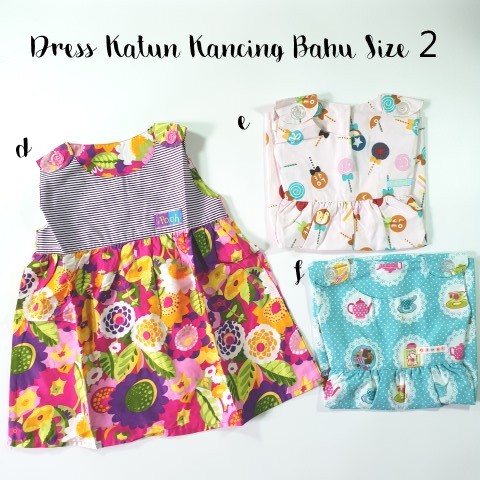 Dress Anak Katun Kancing Bahu Size 2