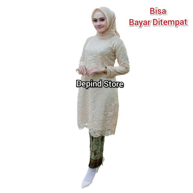 Set Tunik Dahlia/9 Warna/coksu/Dusty/Dongker/Maroon/Mustard/Grey/Merah cabe/Gold/Navy/Kebaya Modern