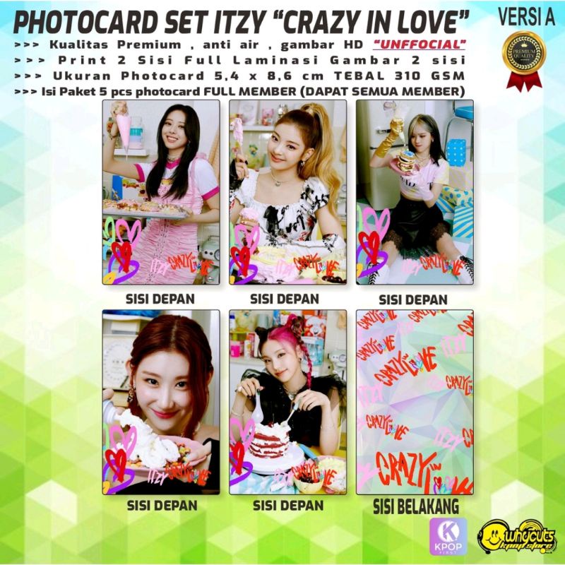 PHOTOCARD FULL SET KPOP PREMIUM ITZY // ADVENTURE OF ITZY // CRAZY IN LOVE // OHBIY MAGAZ 2021 // Print 2 sisi full laminasi