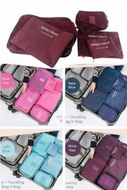 6 in 1 TRAVEL TRAVELLING BAG IN BAG ORGANIZER POUCH SET