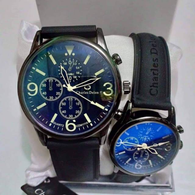 Jam couple water resistance free box murah