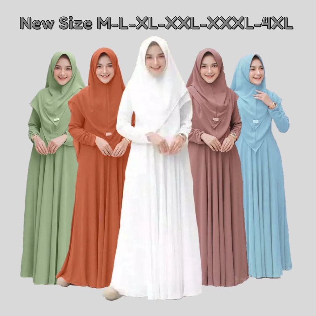 GAMIS SYARI JUMBO UKURAN XXXL-XXL-XL-L-M BUSUI SET KHIMAR 2 LAYER TERBARU  [MAURA SYAR'I ]