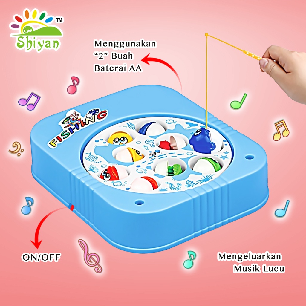 [Shiyan] mini fishing toy game mainan anak mancing ikan dilengkapi musik anak toddler fishing toy game education