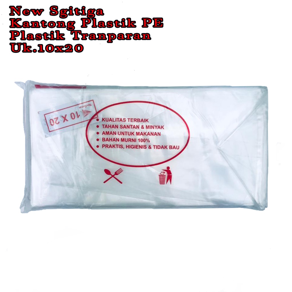 Kantong Plastik PE *New Sgitiga * Plastik Tranparan * Uk.10x20