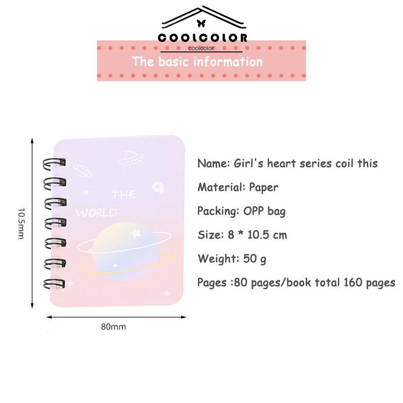 COD❤️A7 Rollover Coil Buku 80 kotak Mahasiswa Saku Buku Kecil Mini Notebook Diary Portable Office Notepad Anak Laki-laki Korea Fashion Impor Murah Pria Wanita