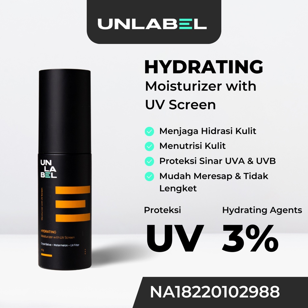 UNLABEL Hydrating Moisturizer 40gr - Moisturizer Pelembab Ringan Anti UVA UVB