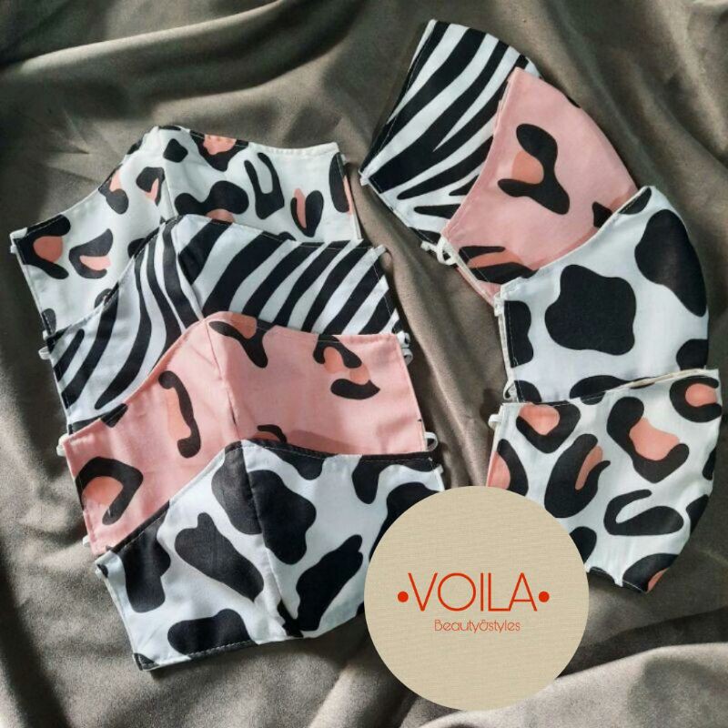 Masker kain motif leopard