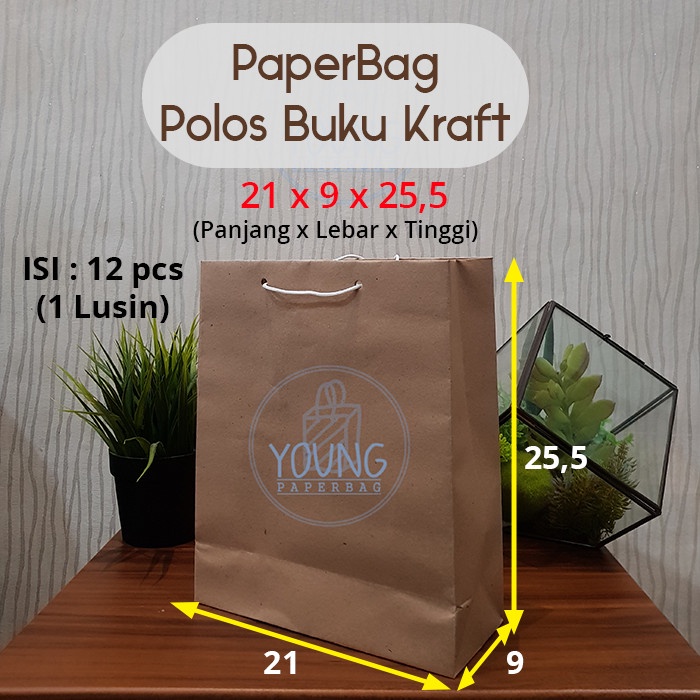 

READY COD Paper Bag / Tas Kertas Buku Polos Uk.21x9x25,5 (1 lsn) TERLARIS