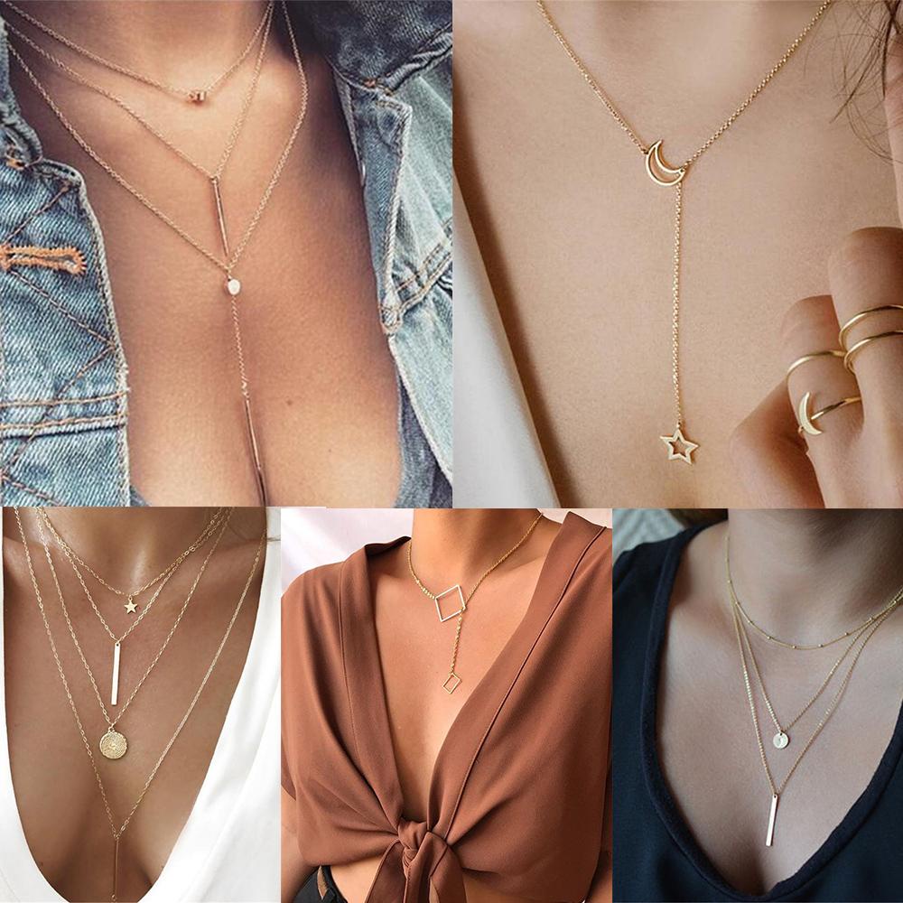 Top Kalung Wanita Cewek Bulat Manik Kotak Multilayer