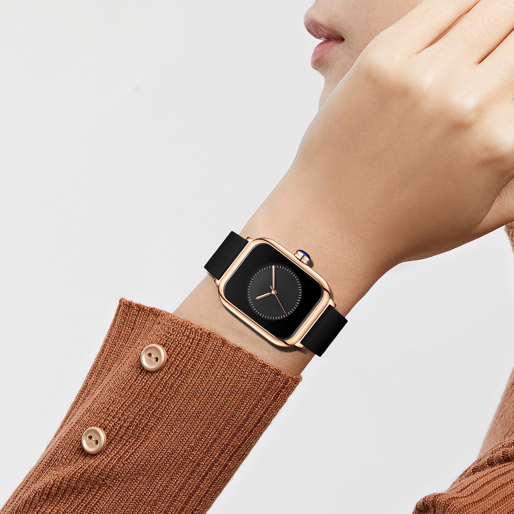 REBIRTH Jam Tangan Wanita Santai Mode Tali Silikon Display Kuarsa Simple Dial Tahan Air Jam Cewek-4