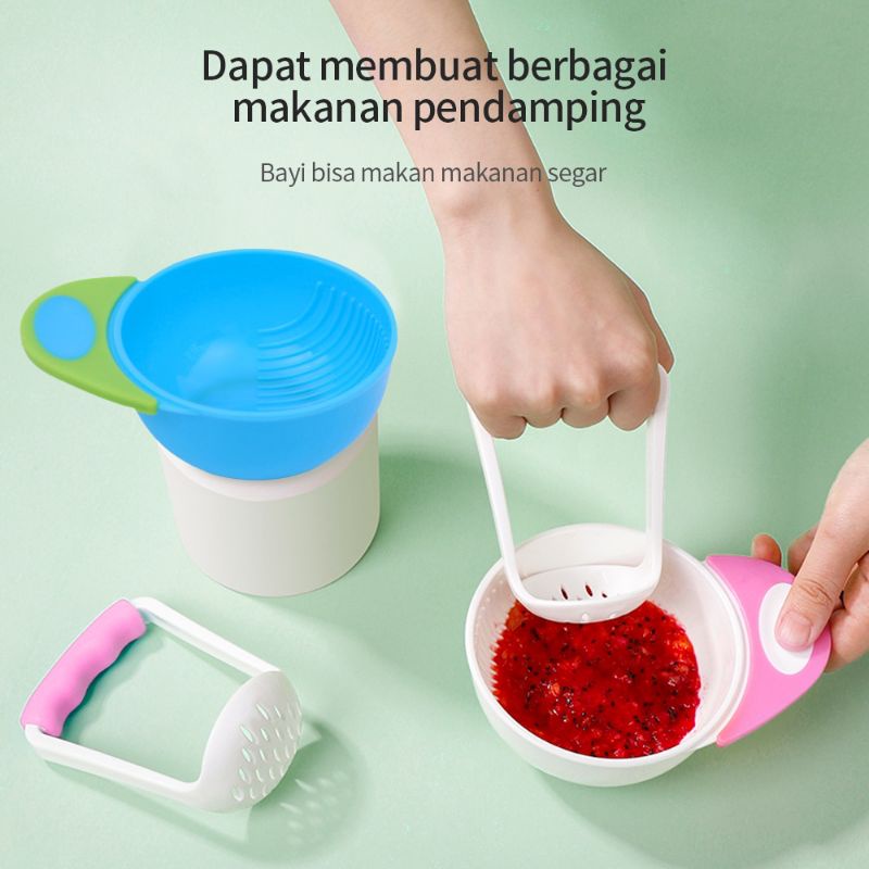 Food Masher Grinder Bowl Mangkok Penghalus Pelumat Pembuat Makanan MPASI