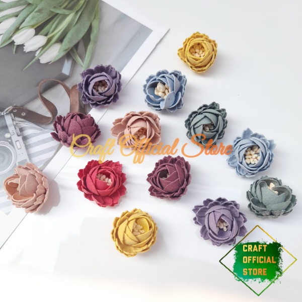 Aplikasi Bunga Suede Import Bahan Kerajinan DIY