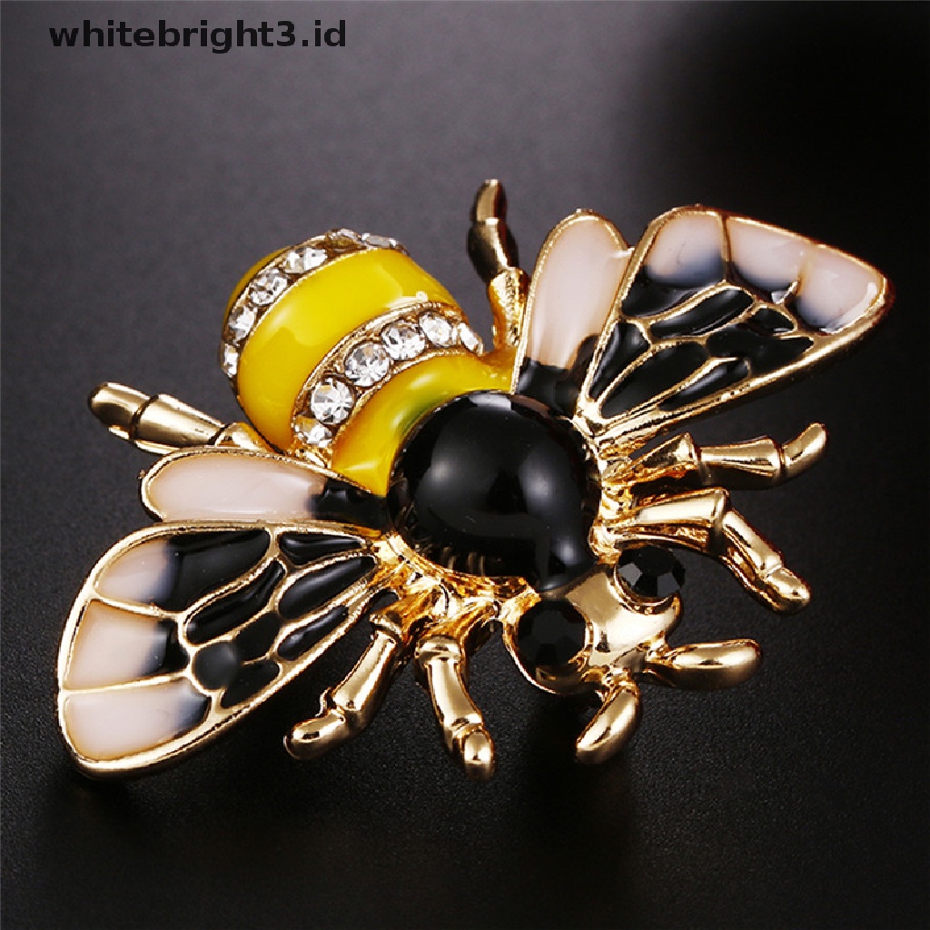 (whitebright3.id) Bros Pin Enamel Desain Lebah Kecil Hias Kristal Berlian Imitasi Untuk Wanita