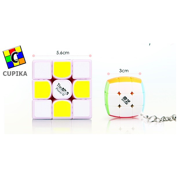 Rubik 3x3x3 Qiyi Gantungan Kunci 3x3  3 cm Model cembung/Pillow Stickerless Lucu Murah