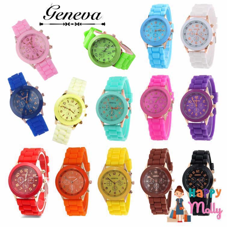 Geneva Fashion Rubber Jam Tangan Wanita - Hitam - KRT