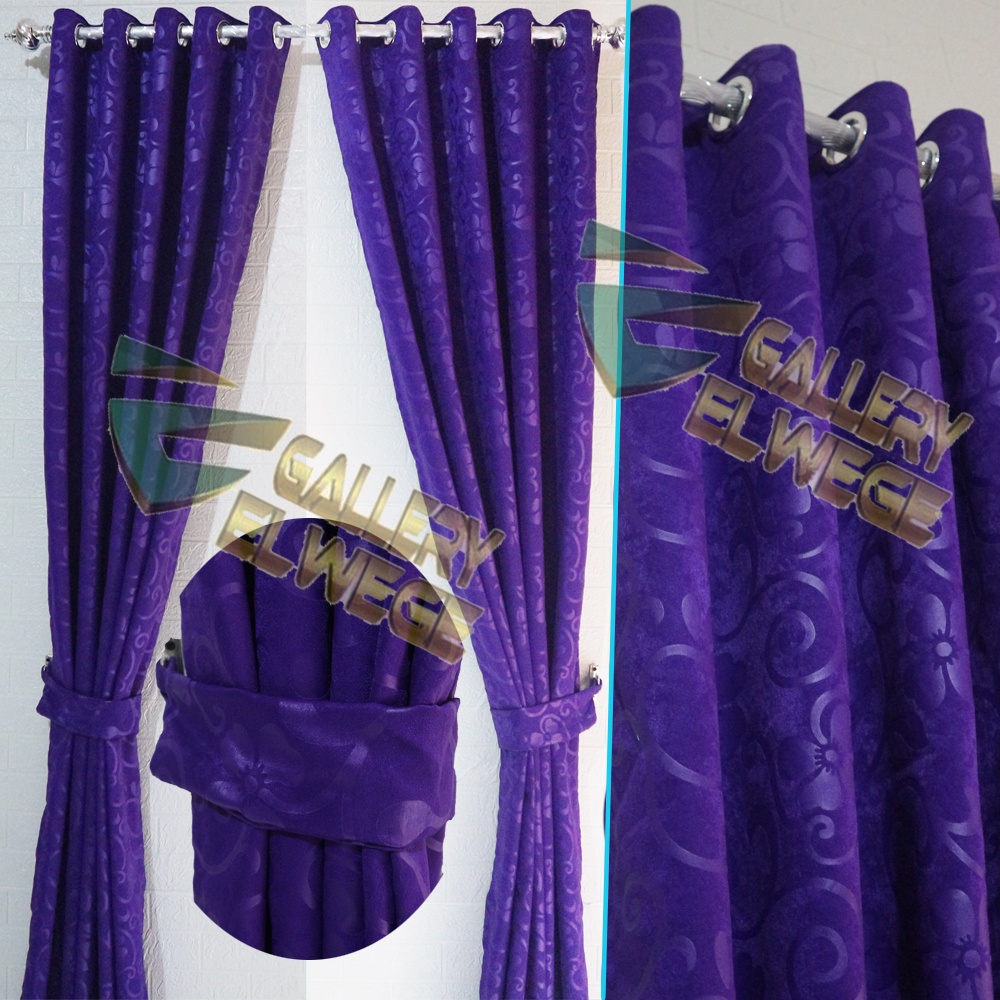 GORDEN MINIMALIS UNGU MOTIF BUNGA ALISA / GORDEN JENDELA / GORDEN PINTU