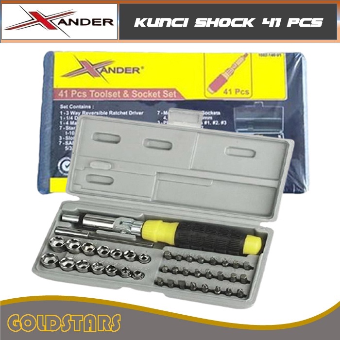 Kunci Shock set 41pcs Toolset Xander Kunci Sok/scok / Obeng Set Serba Guna Socket