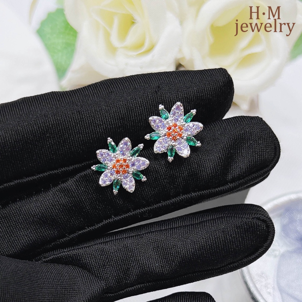 Anting Bentuk Bunga Dan Daun Bahan Zirkon