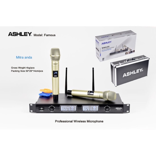 Mic microphone wireless uhf wireless ashley famous 2 mic handheld