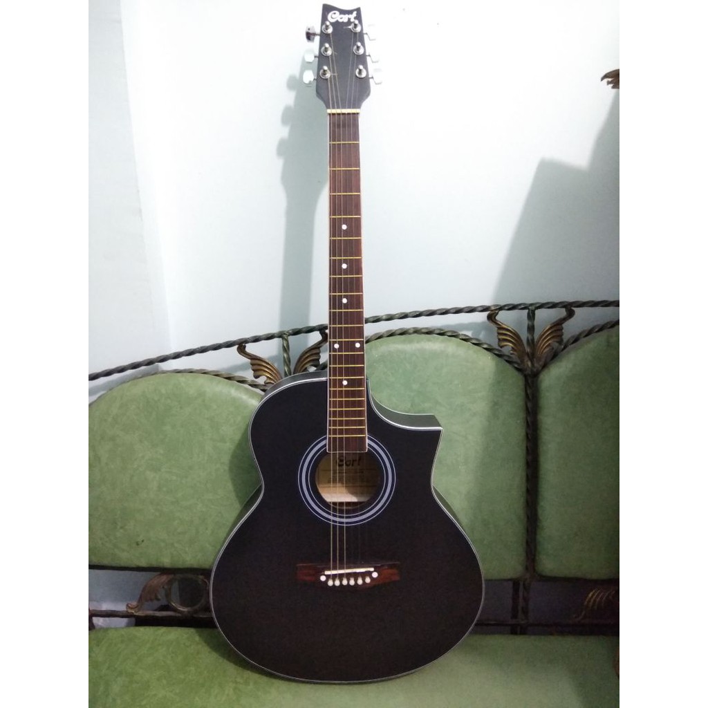 Gitar Akustik Elektrik Merk Cort Warna Hitam Doff Trusrod Equalizer Jakarta Murah