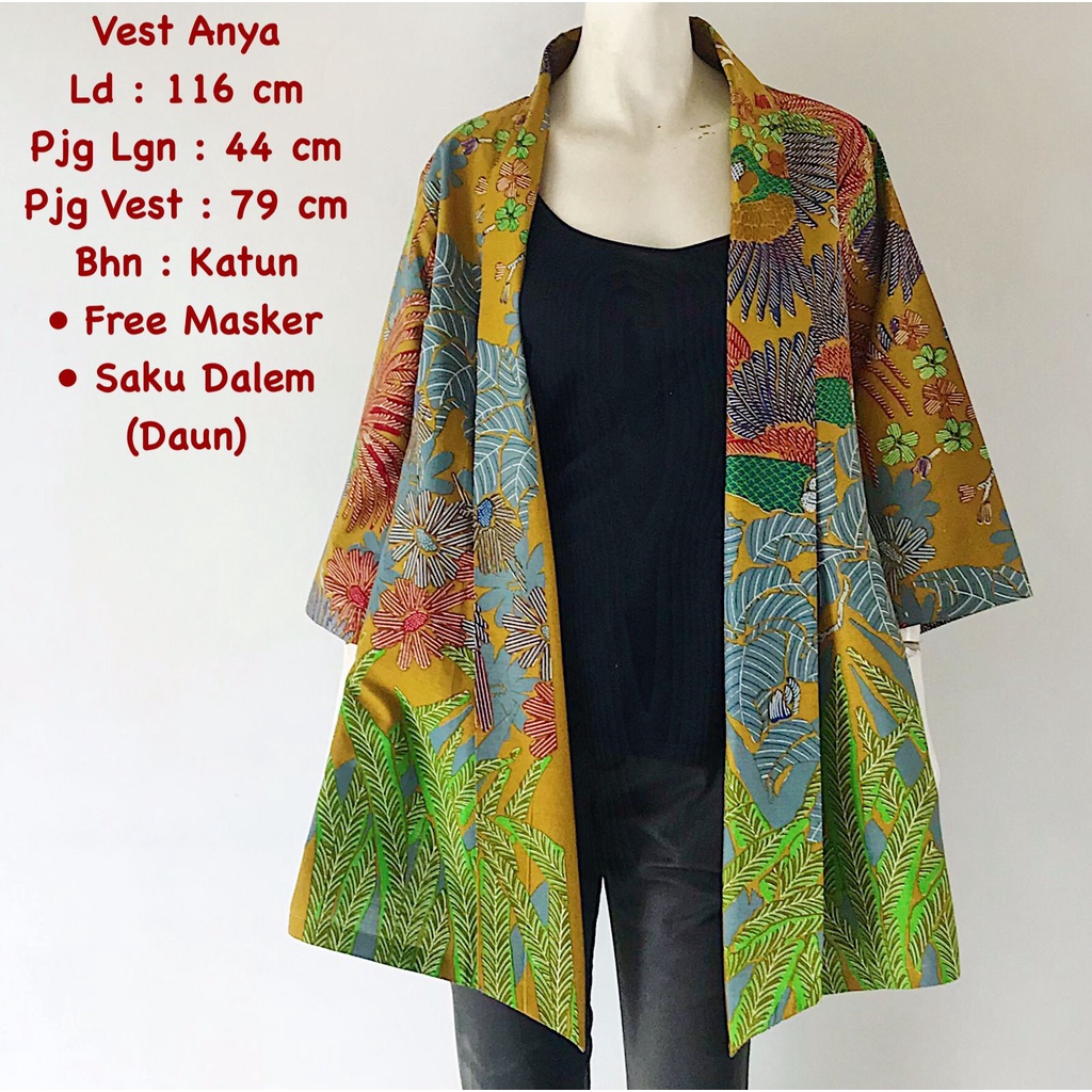 Vest anya #4 outer lengan bolero batik solo atasan kerja