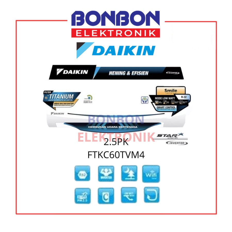 Daikin AC 2.5PK FTKC60TVM4 / 2.5 PK FTKC 60 TVM4 Star Inverter 60TVM4