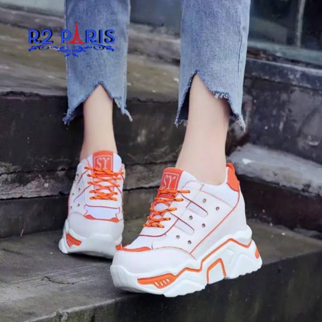 Sepatu sneakers, sepatu korea, sepatu wanita jintu orange