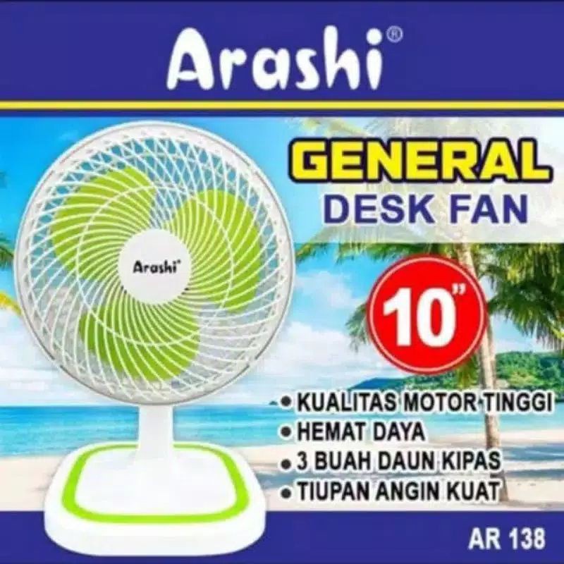 ARASHI KIPAS ANGIN MEJA GENERAL DESK FAN 8 INCH 10 INCH AR138  Kipas angin meja ARASHI GENERAL