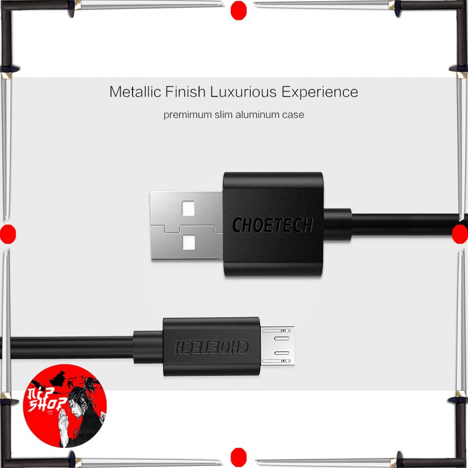 CHOETECH Kabel Charger Micro USB Fast Charging 2.4A 1m