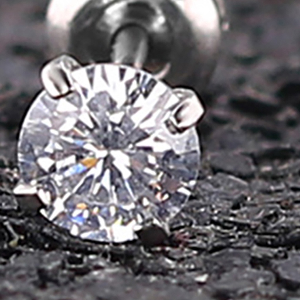 Hu Hu Hu Hu Hu Alat Bantu Pasang Kacamata♡ Anting Stud Cubic Zirconia Berlian Imitasi Bahan Titanium Steel Untuk Unisex