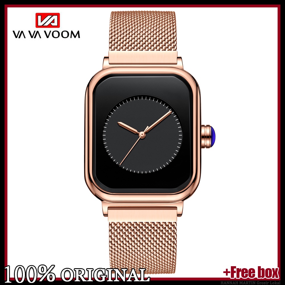 VAVA VOOM Jam Tangan Wanita Mode Bisnis Display Kuarsa Jam Wanita Tali Jala Tahan Air Jam Tangan Cew