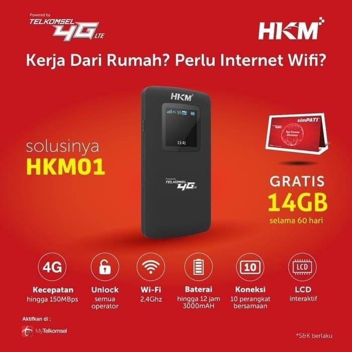 Hkm 001 Mifi Router Modem Wifi 4G Free Telkomsel 14Gb Unlock