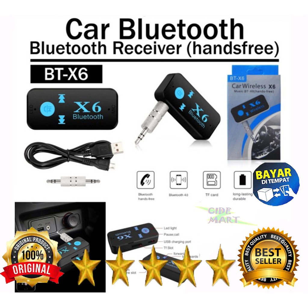 [ORIGINAL] BLUETOOTH RECEIVER CAR X6 CK05 / BLUETOOTH AUX KIT X6 GOOD QUALITY