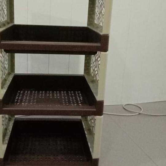 ❅ Rak Plastik roda Rak Serbaguna susun 4 ❋