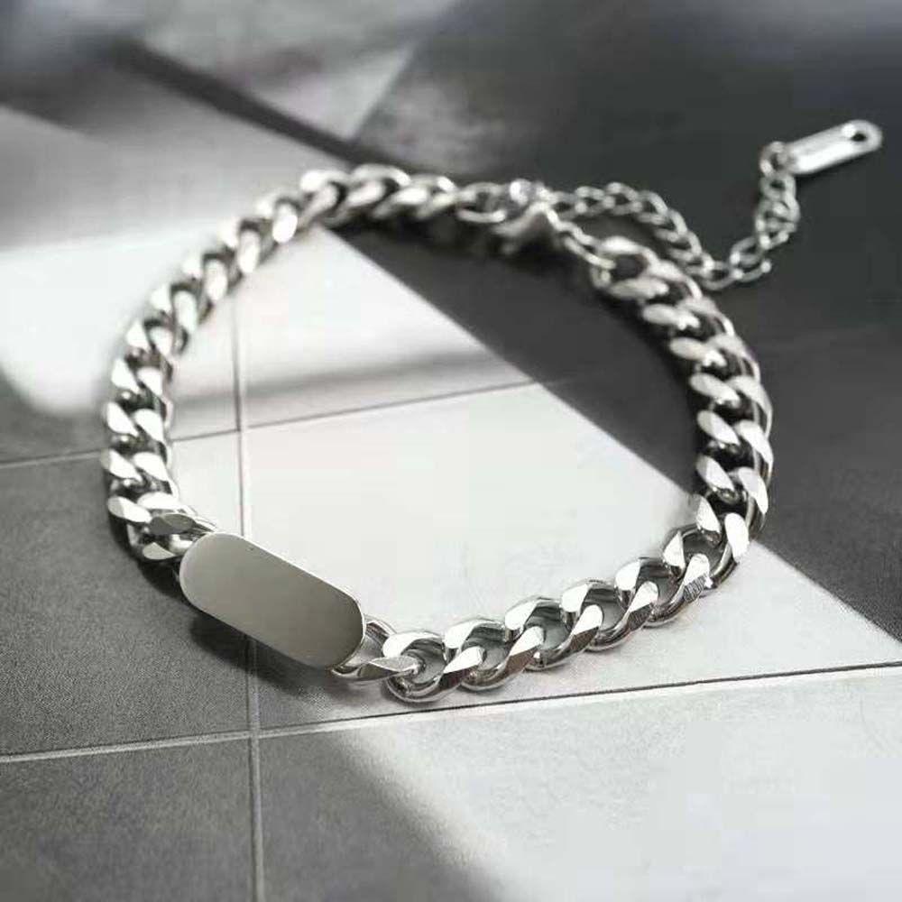 Mxbeauty Pria Link Gelang Punk Hip Pop Pesona Geometris Rantai Logam Dapat Disesuaikan Gaya Korea