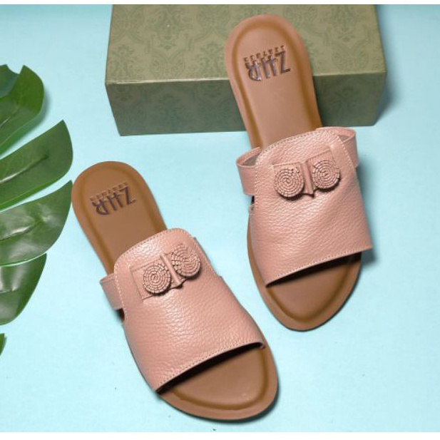Sandal Wanita Flat Papirut Khas Garut ZHR-015 - Luigi Leather