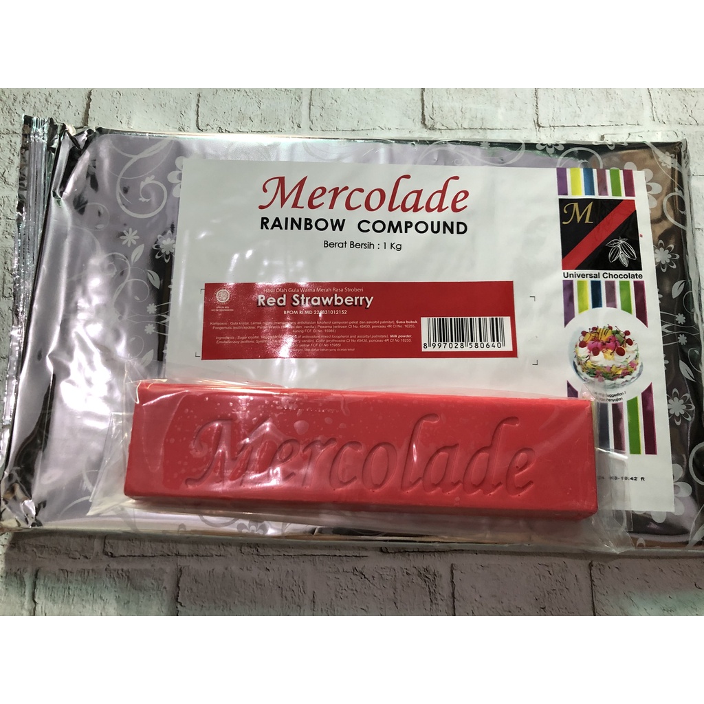 

[1kg] Mercolade Red Strawberry 1kg Chocolate Rainbow Compound - Cokelat Batangan Warna Merah Rasa Stroberi