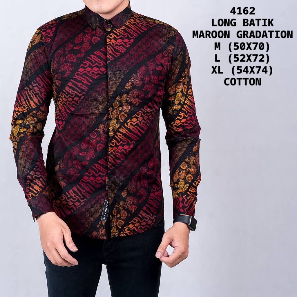 NEW ARRIVAL DISTRO BATIK PRIA BORDIR SOGAN HRB026 BATIKAF NOTOARTO BATIK IPNU-IPNU HEM PRIA bel-Marun Gradation 4162