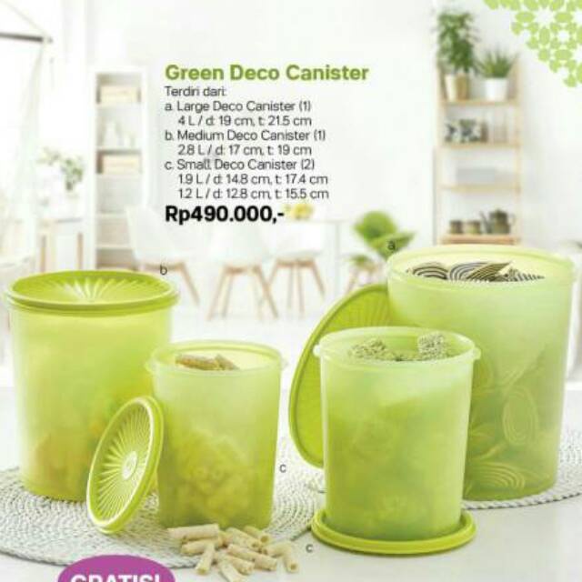 Green Deco Canister Tupperware free Mini Deco 4