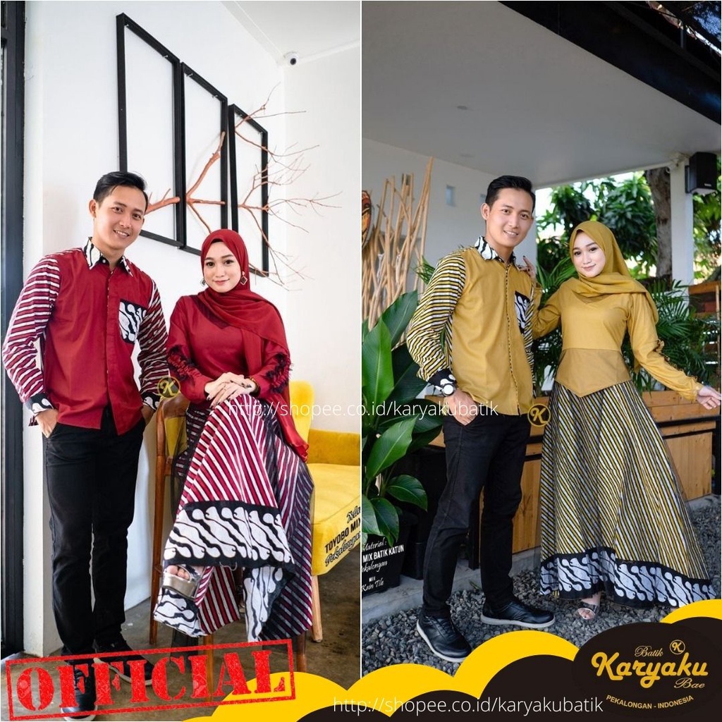 Baju Couple Pasangan Terbaru 2021 Batik Gamis Kebaya Kapel Keluarga Suami Istri Batik Kondangan