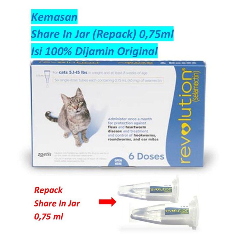 REPACK Revolution Blue Cat Adult 2,5Kg - 7,5Kg Selamectin 0,75ml Obat Kutu Kucing Dewasa ORIGINAL