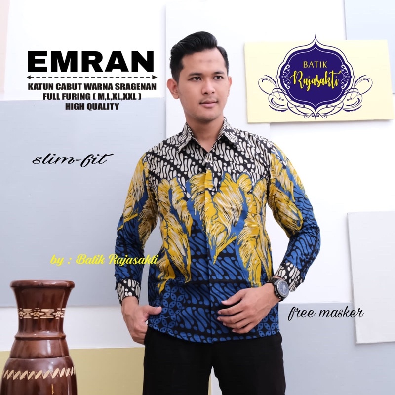 Batik Pria EMRAN Full Furing Bahan Katun Halus High Quality