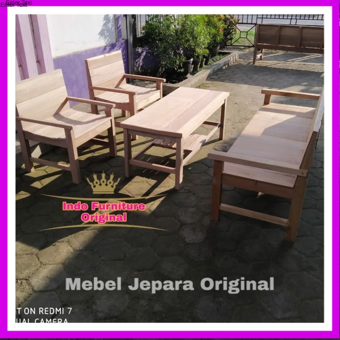 kursi tamu, meja&kursi ruangan mentah kayu bengkirai Kalimantan Murah Original